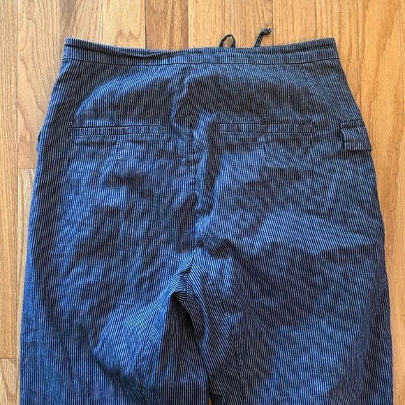 Transit Par Such sz 6 Button-Up Pants navy stripe button fly cotton linen pants - Picture 6 of 8